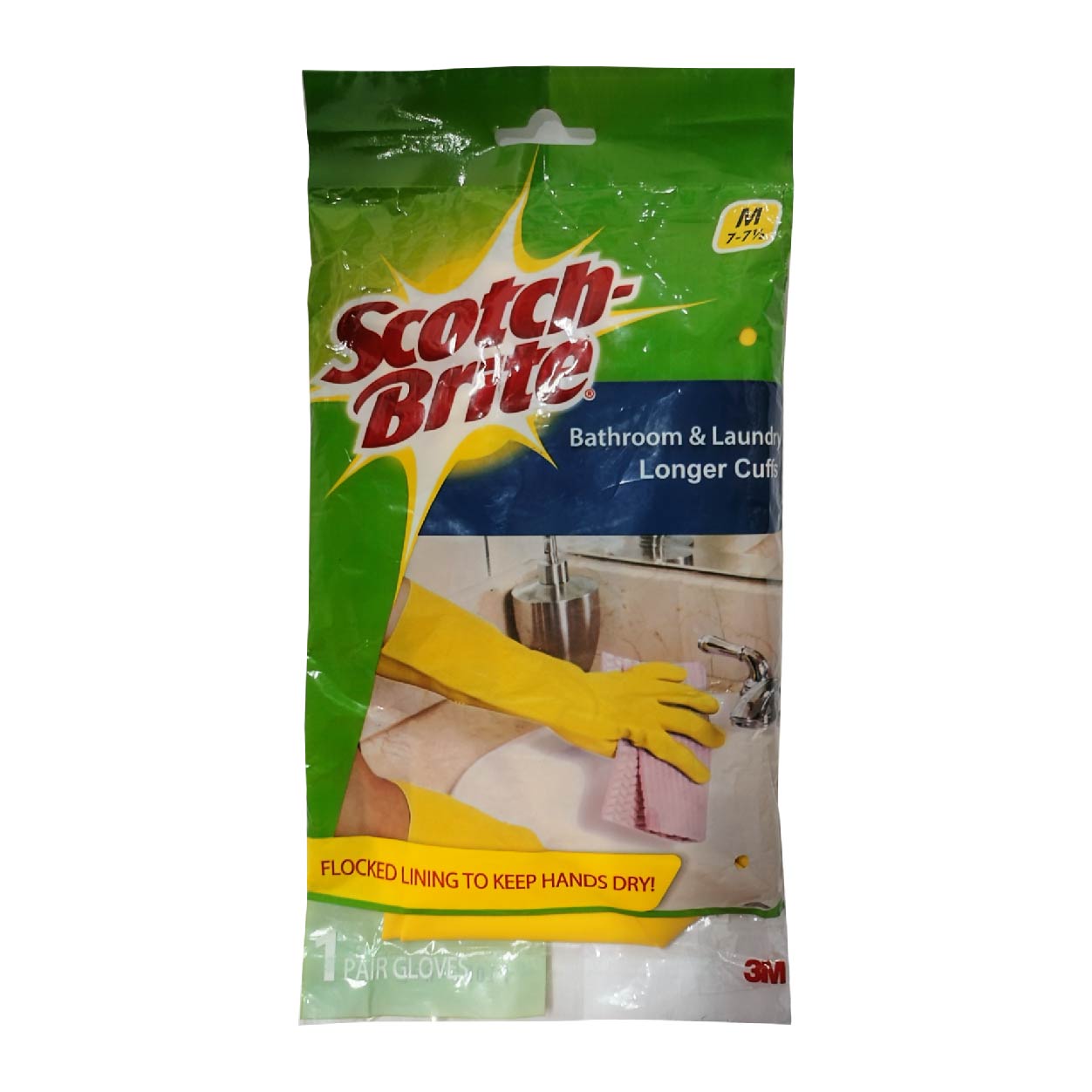 3M Scotch-Brite Bathroom & Laundry Gloves Longer Cuffs Medium