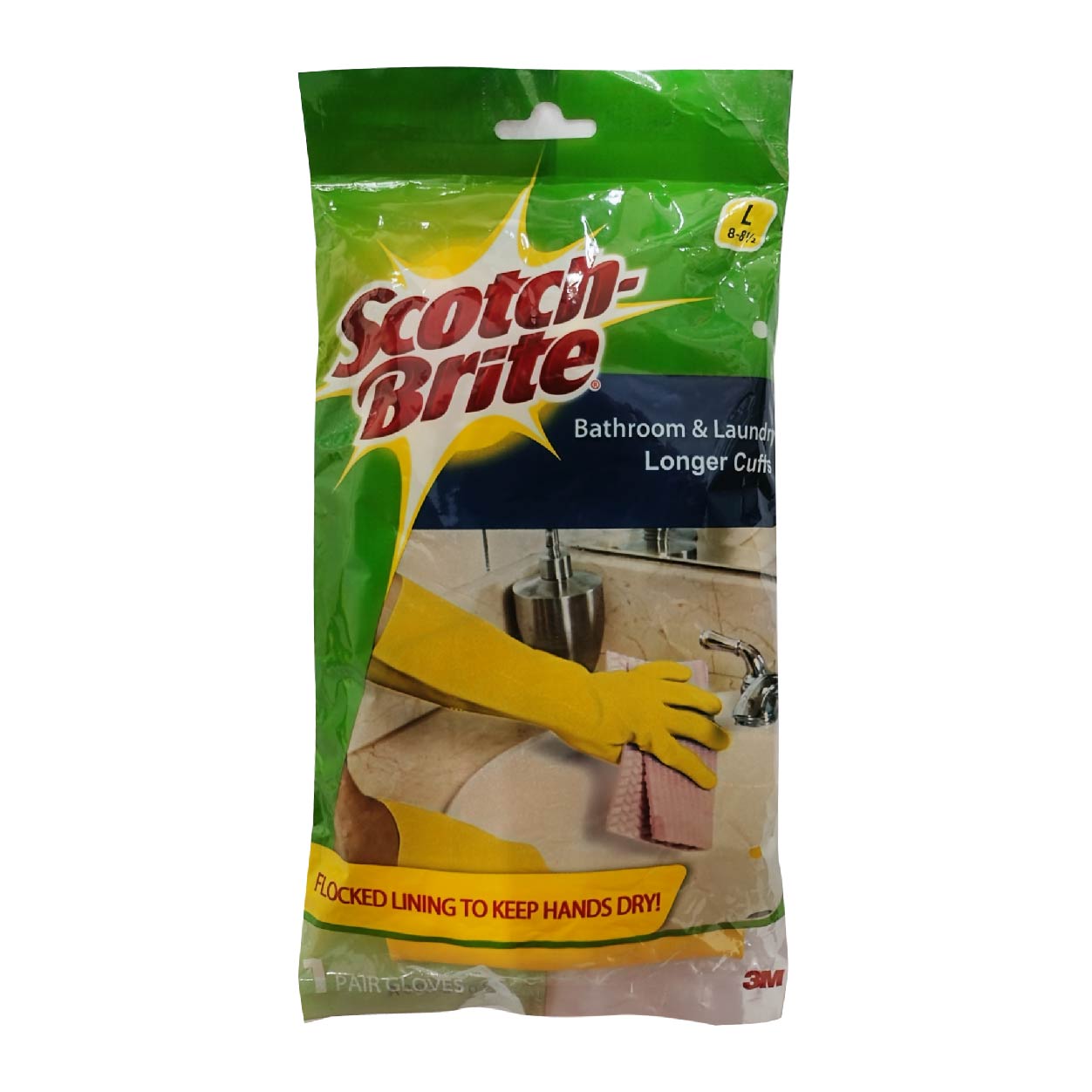 3M Scotch-Brite Bathroom & Laundry Gloves Longer Cuffs Large