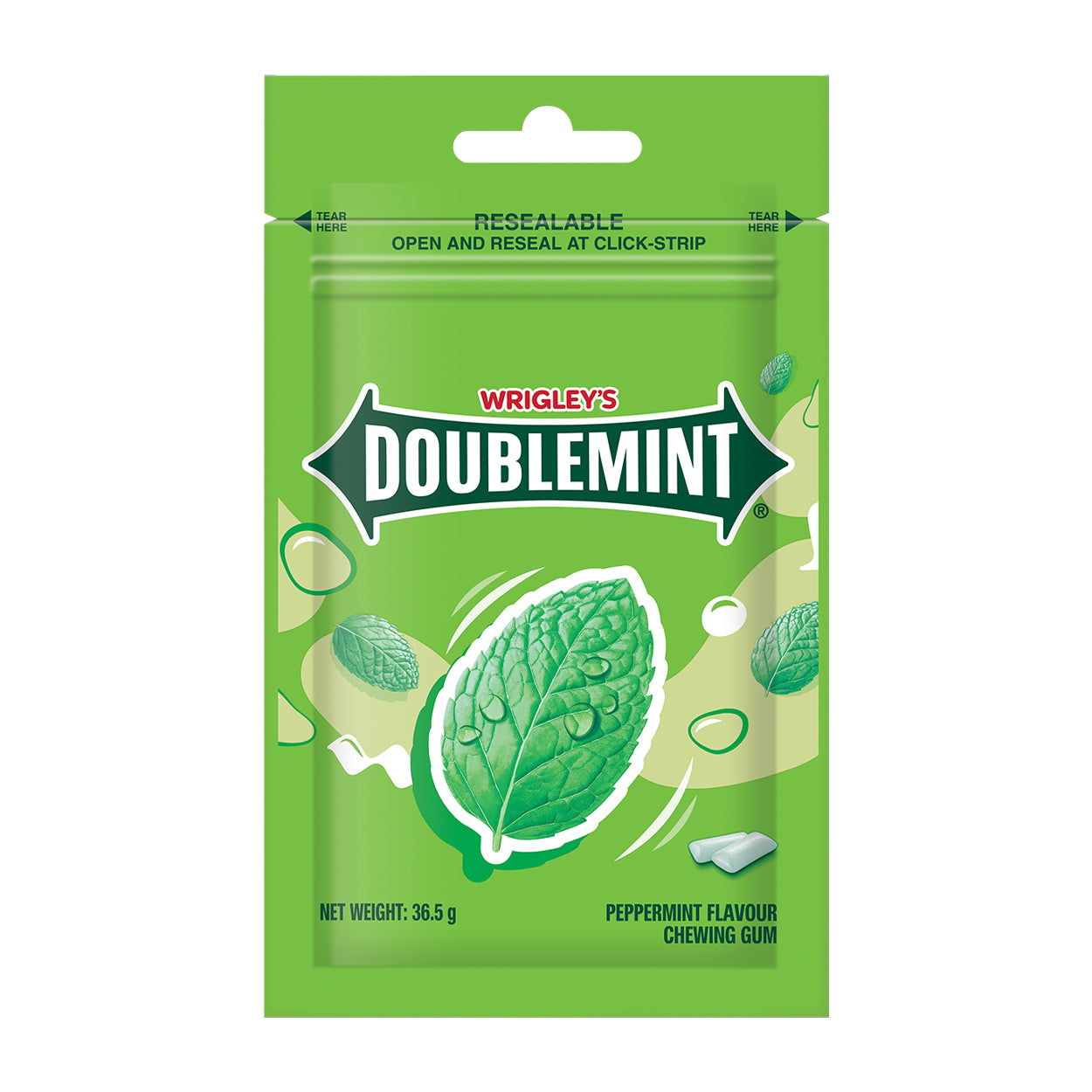 Wrigley's Doublemint Peppermint Chewing Gum Resealable 36.5g