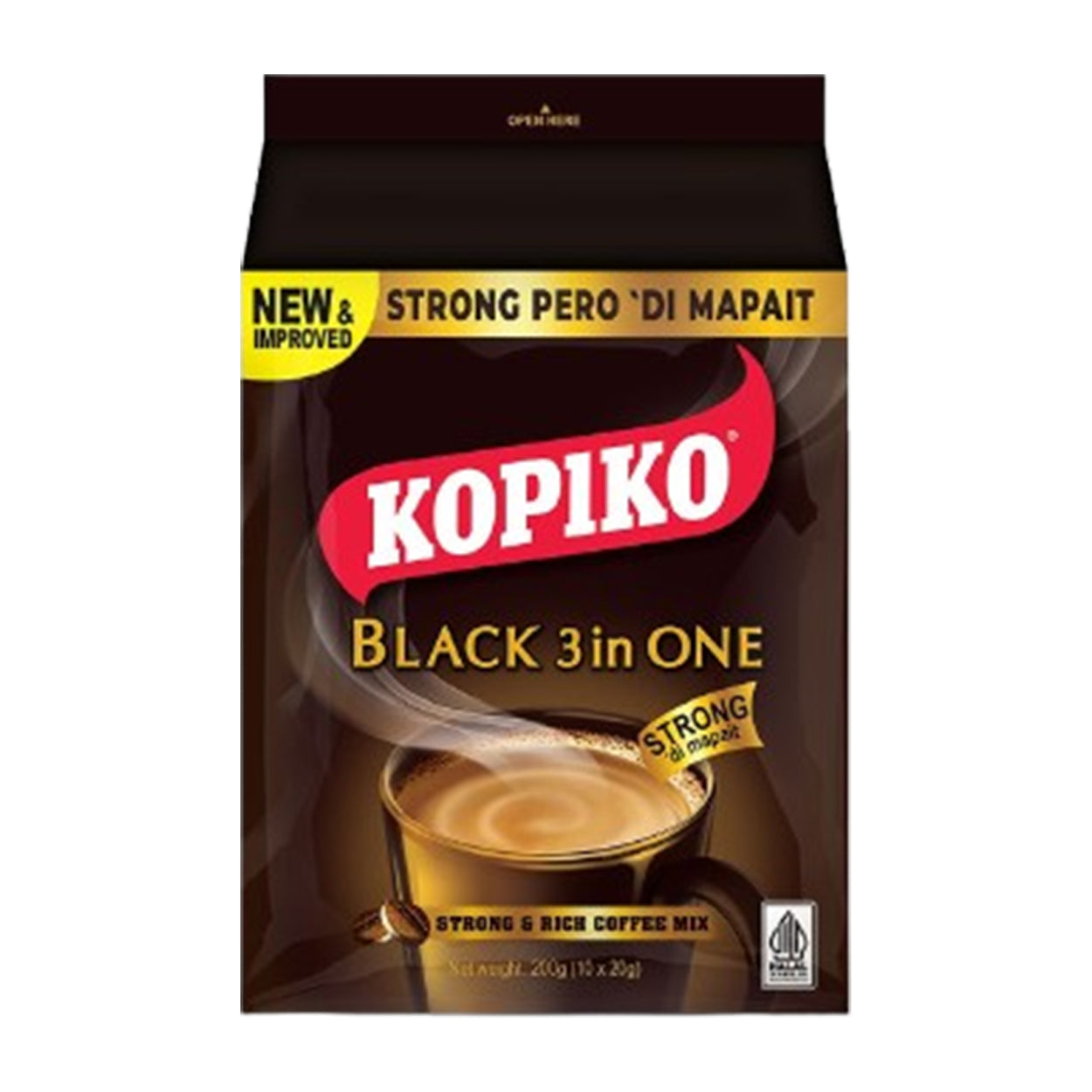 Kopiko Black 3in1 Strong & Rich Coffee Mix Pouch 10x20g