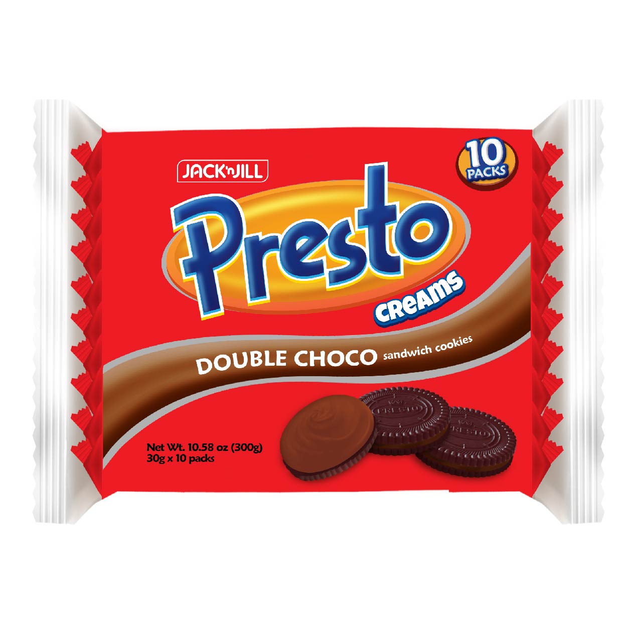 Presto Creams Double Chocolate Sandwich Cookies 10x30g
