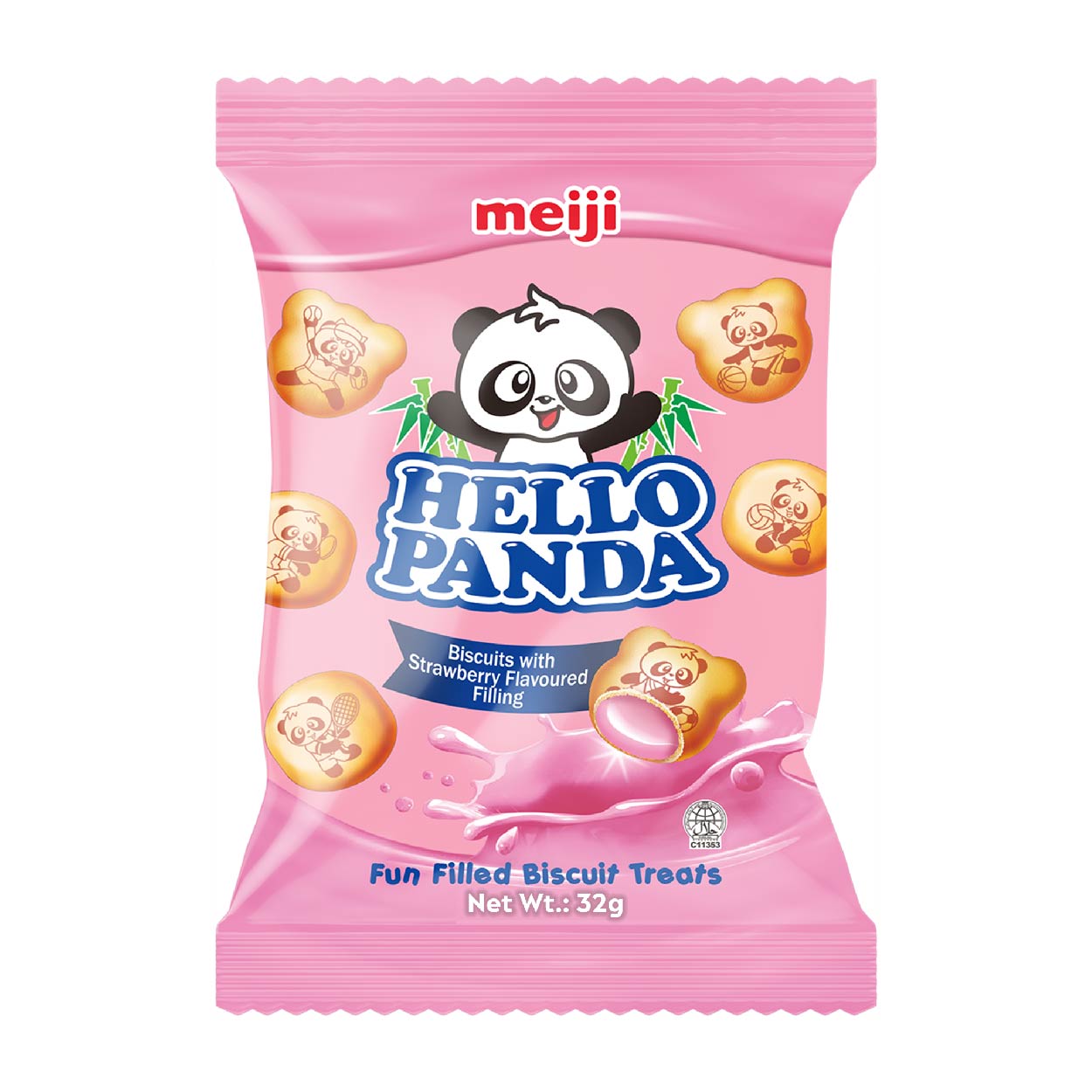 Meiji Hello Panda Strawberry Biscuits Pouch 32g