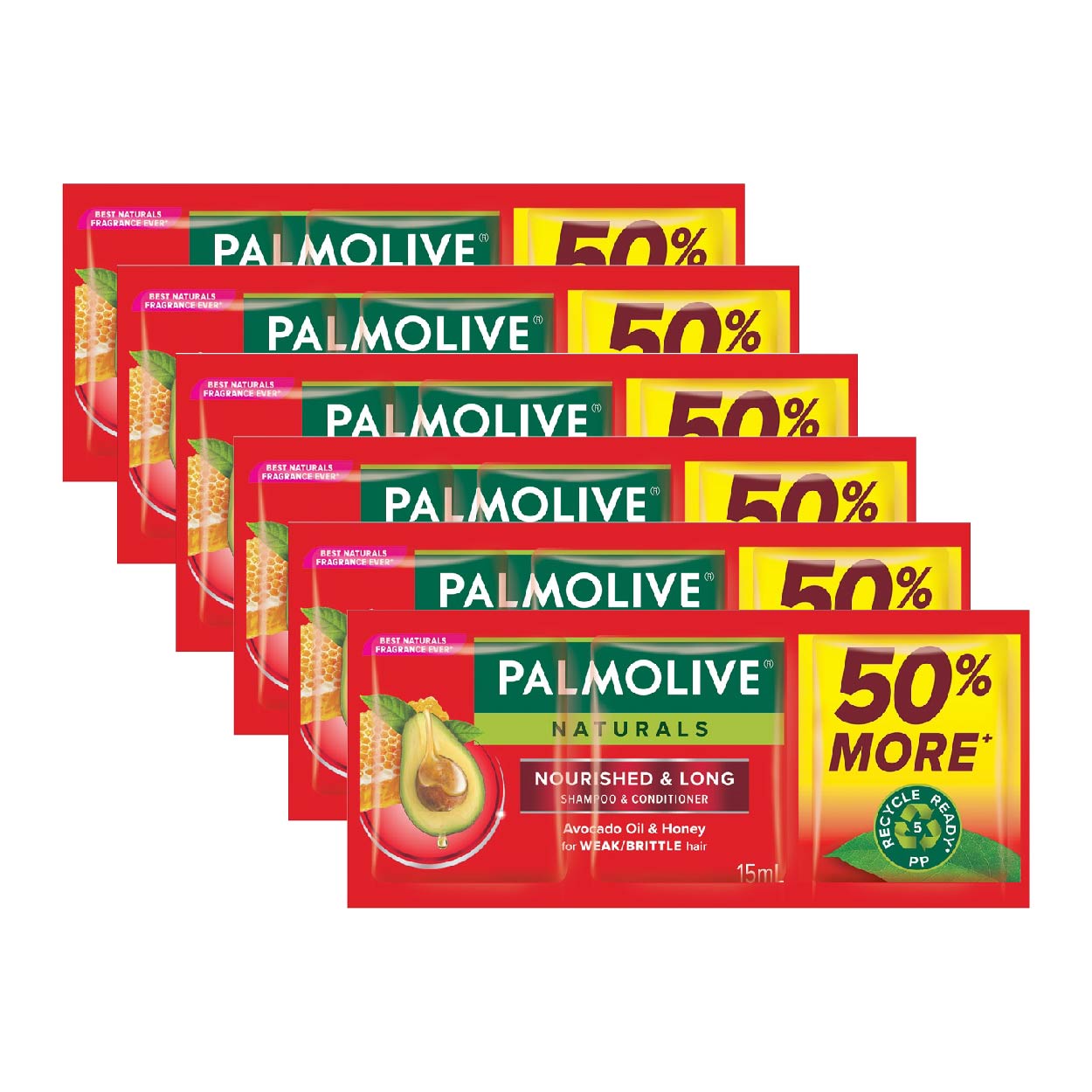 Palmolive Naturals Shampoo Nourished & Long Red Orange 6x15ml