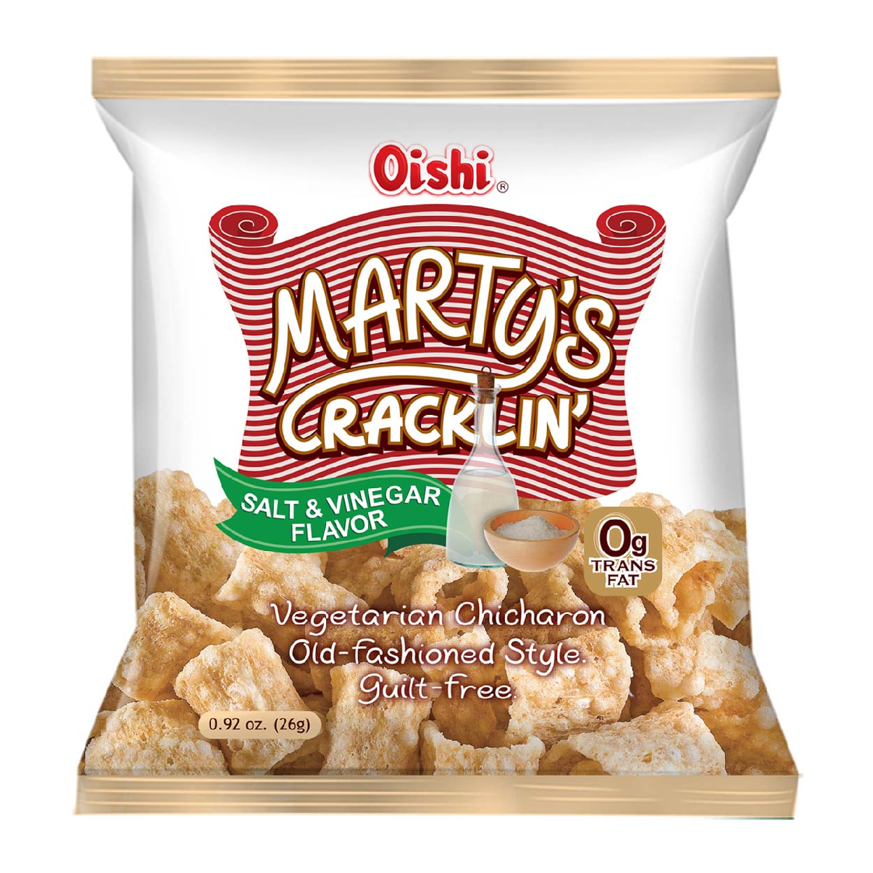 Oishi Martys Cracklin' Salt & Vinegar 26g