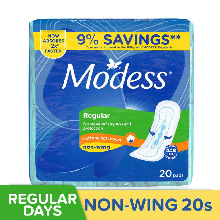 Modess Napkin Regular Cottony Soft Cover Singles Non Wings 20s