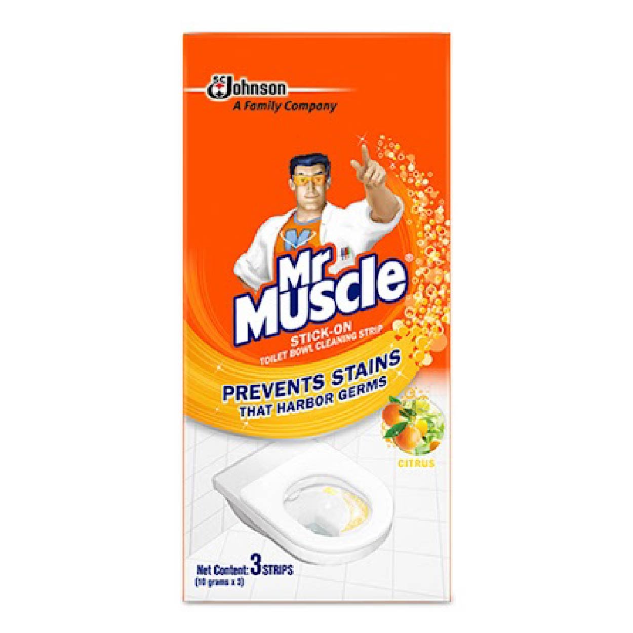 Mr Muscle Stick-On Toilet Bowl Cleaning Strips Citrus 10g 3s