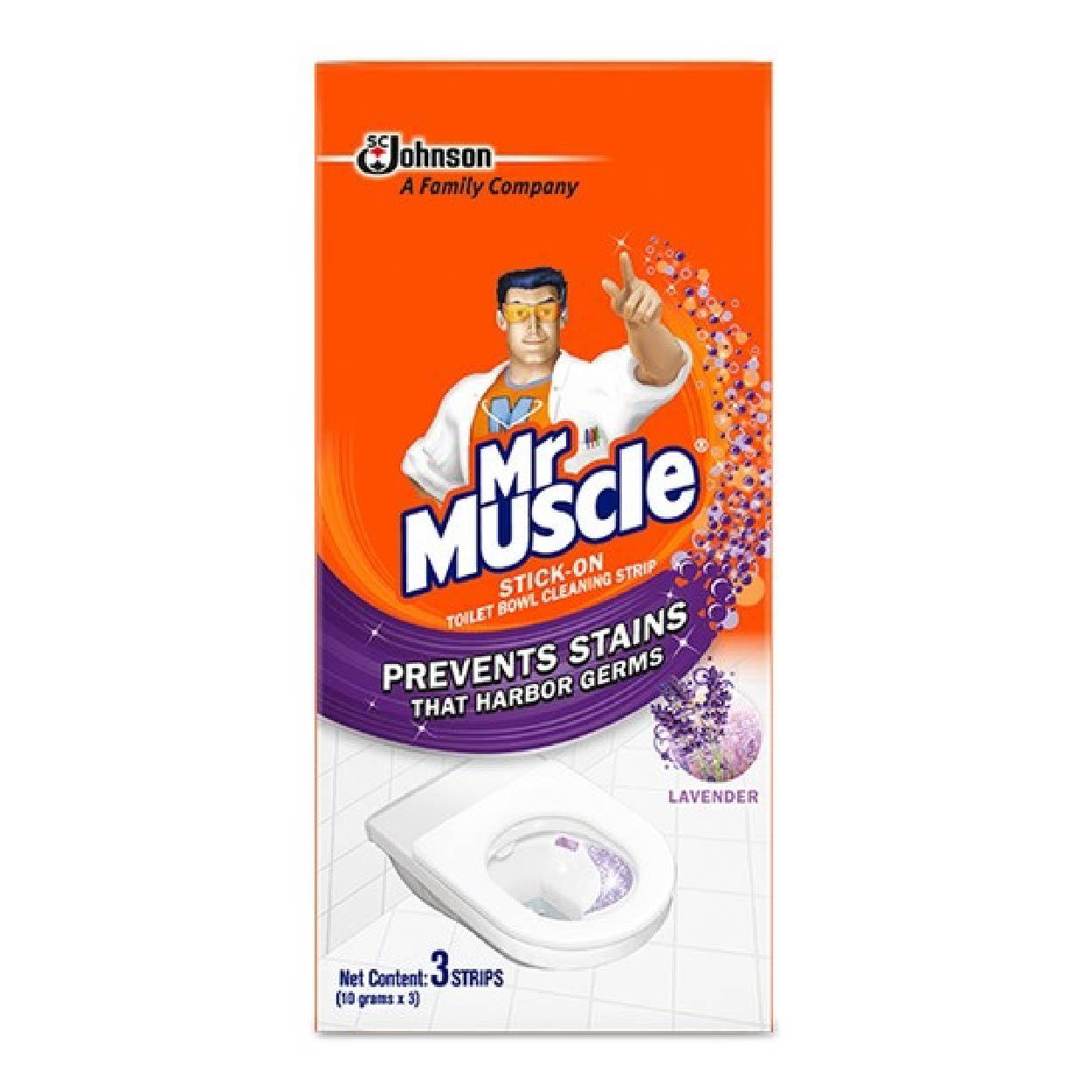 Mr Muscle Stick-On Toilet Bowl Cleaning Strips Lavender 10g 3s