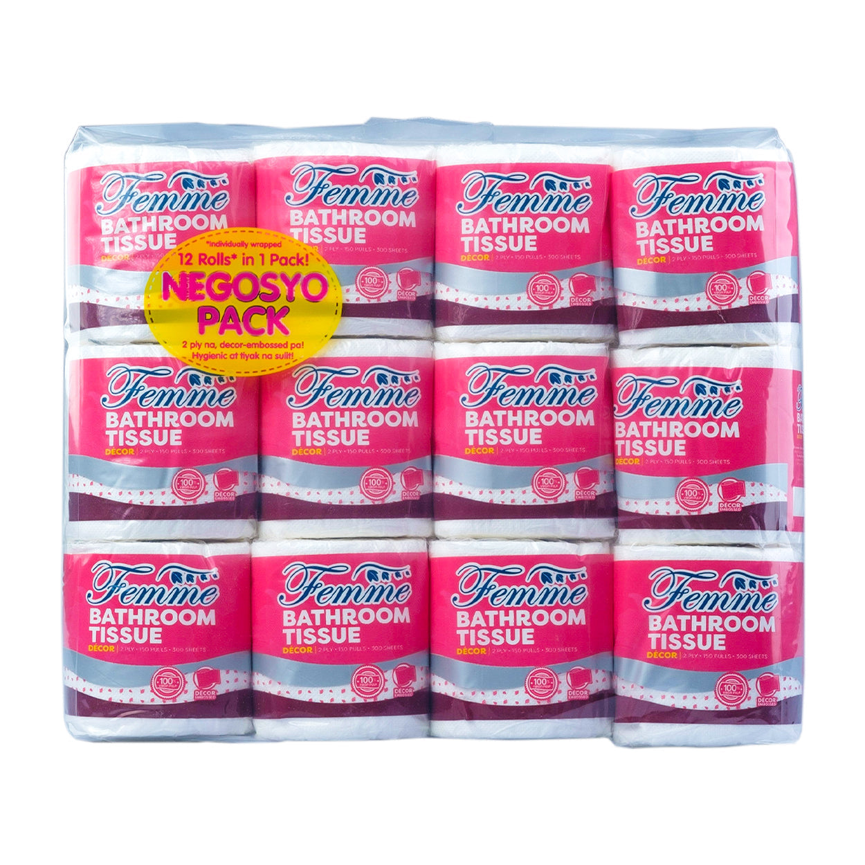 Femme Bathroom Tissue Decor 2 Ply 300 sheets 12 Rolls NegosyoPack