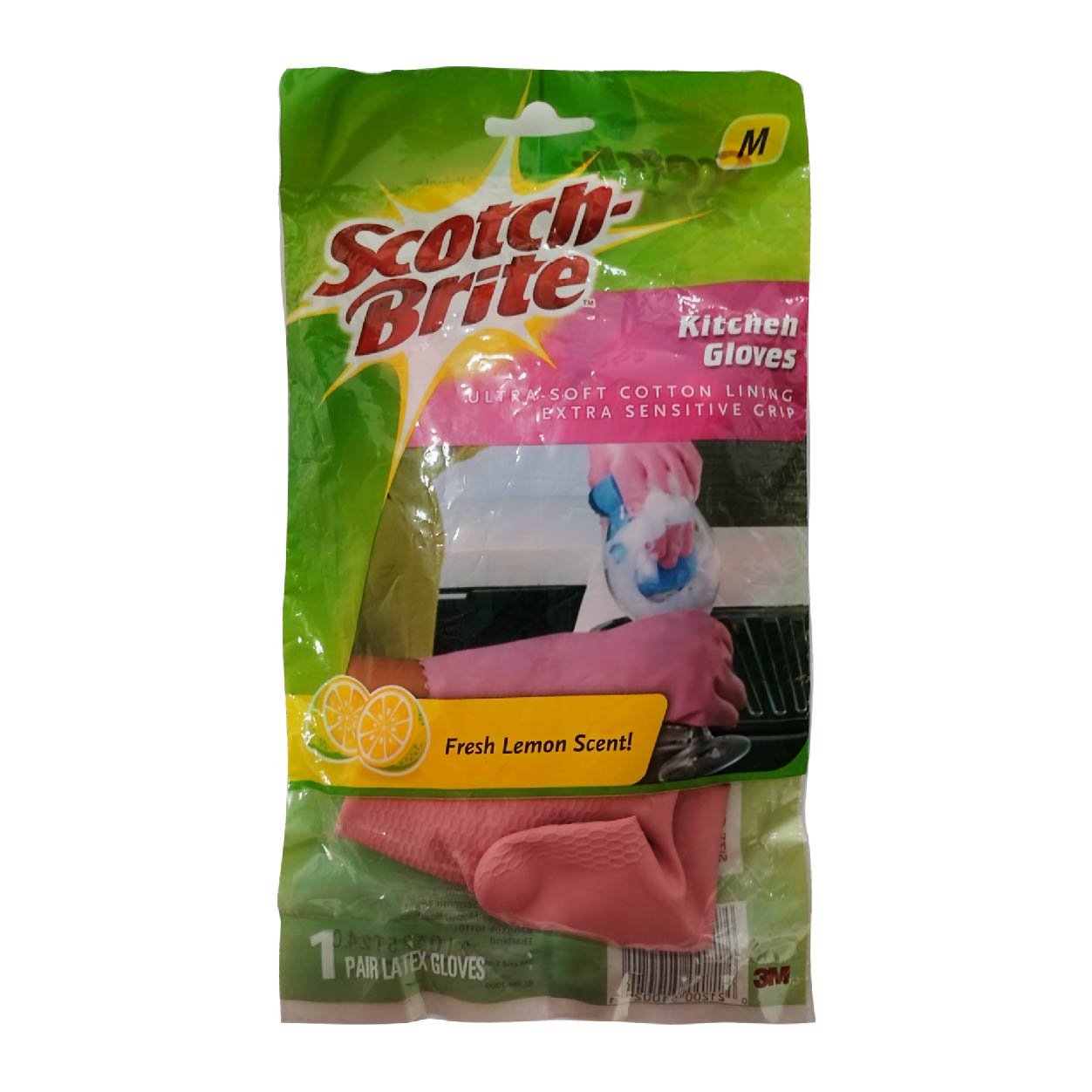 3M Scotch-Brite Kitchen Gloves Fresh Lemon Scent Medium