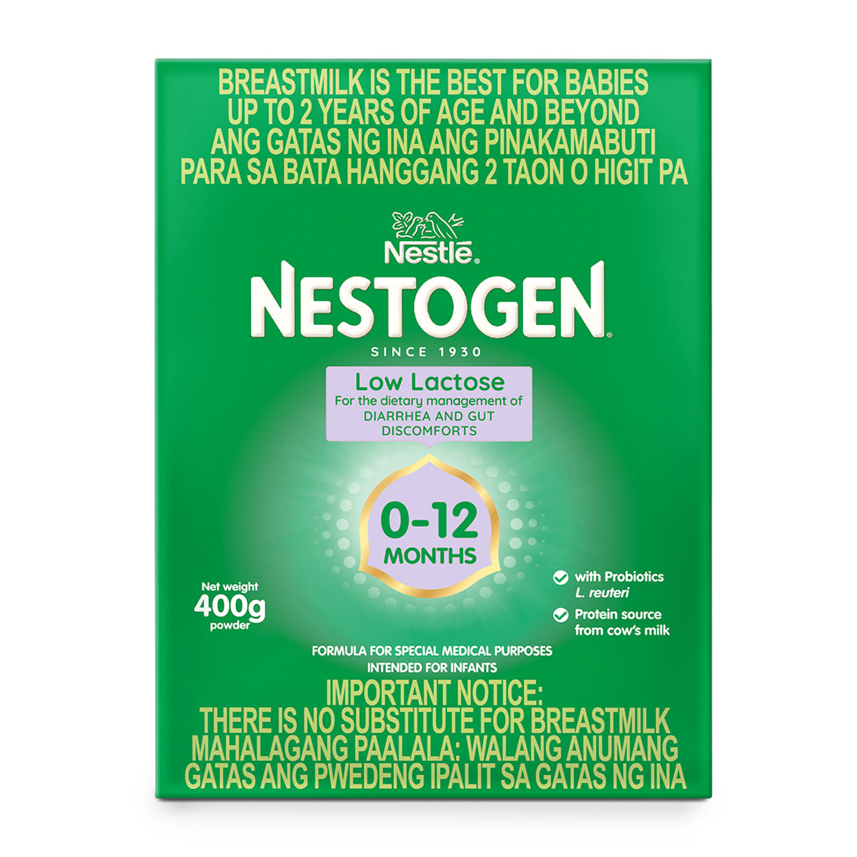 Nestogen Low Lactose Infant Formula 0-12mos 400g