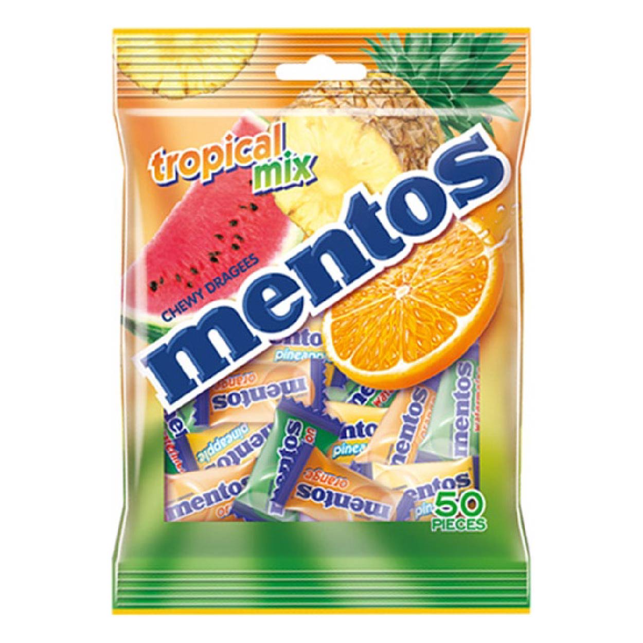 Mentos Tropical Mix Chewy Dragees Candy 50s