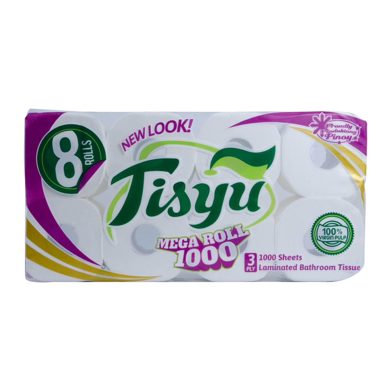Tisyu Bathroom Tissue Mega Roll 3 Ply 1000 sheets 8 Rolls