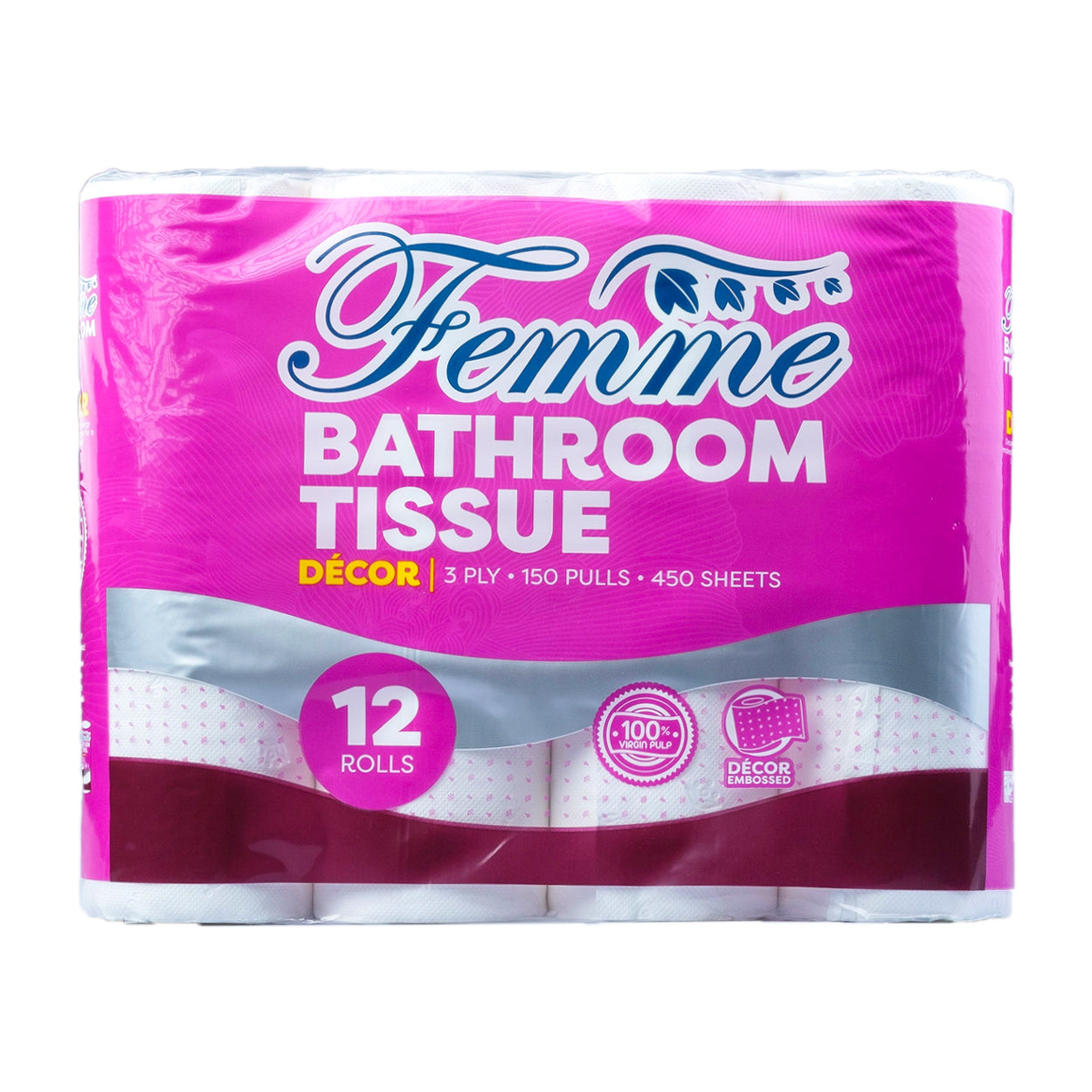 Femme Bathroom Tissue Decor 3 Ply 450 sheets 12 Rolls