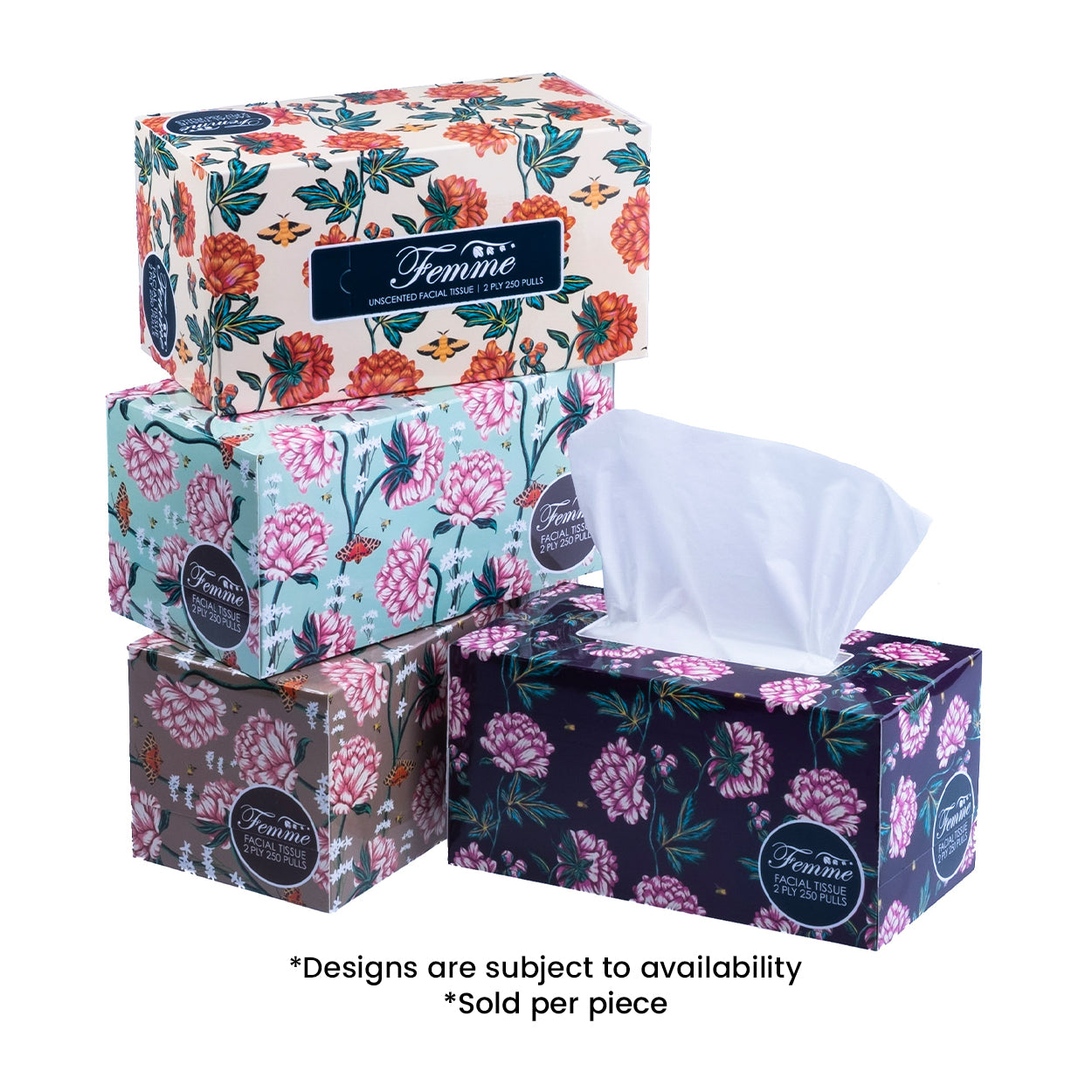 Femme Facial Tissue Large Box 2 Ply 500 sheets 250 Pulls