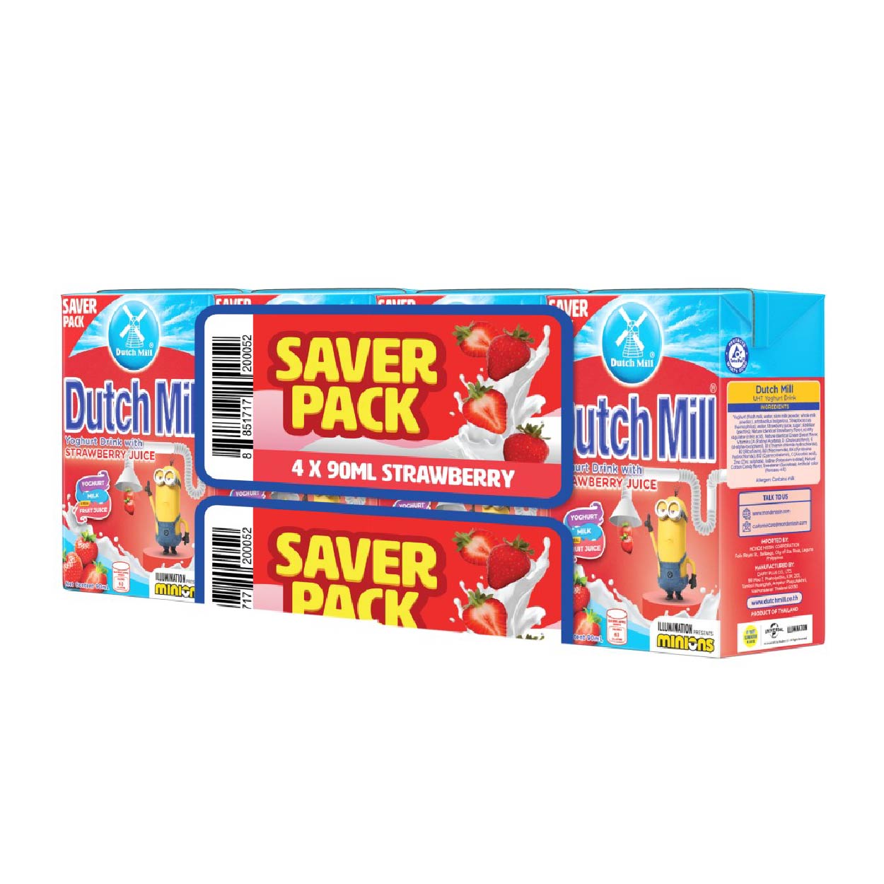 Dutch Mill Yoghurt Drink Strawberry Saver Pack 4x90ml