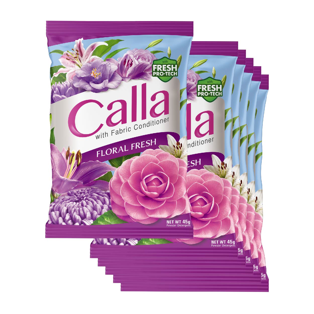 Calla Detergent Powder with Fabric Conditioner Floral Fresh 6x45g