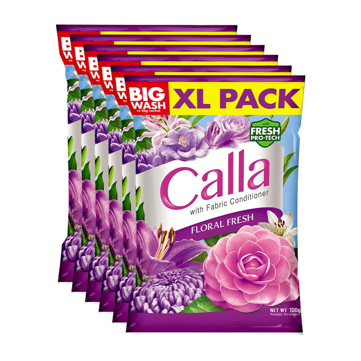 Calla Detergent Powder with Fabric Conditioner Floral Fresh6x100g