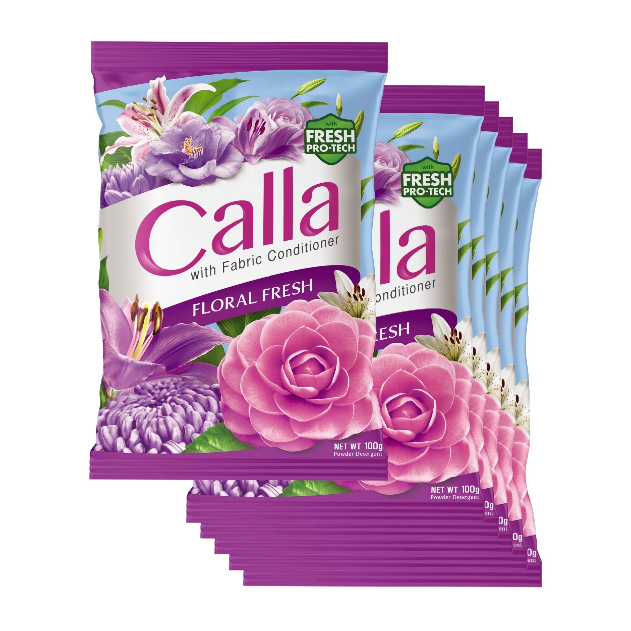 Calla Detergent Powder with Fabric Conditioner Floral Fresh6x100g