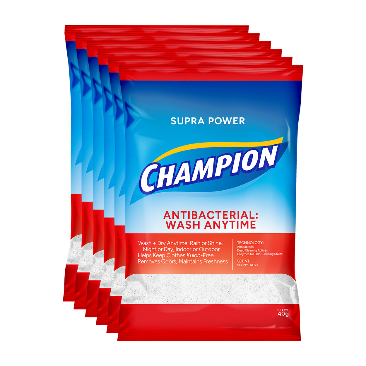 Champion Detergent Powder Antibacterial Wash Anytime 6x35/40g
