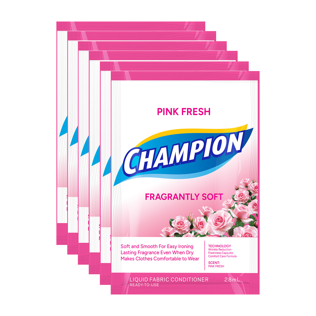 Champion Fabric Conditioner Fragrantly Soft Pink Fresh 6x28ml