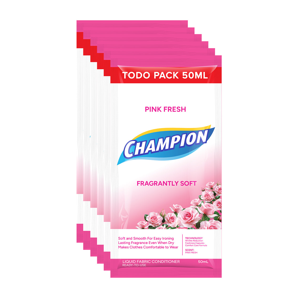 Champion Fabric Conditioner Fragrantly Soft Pink Fresh 6x50ml