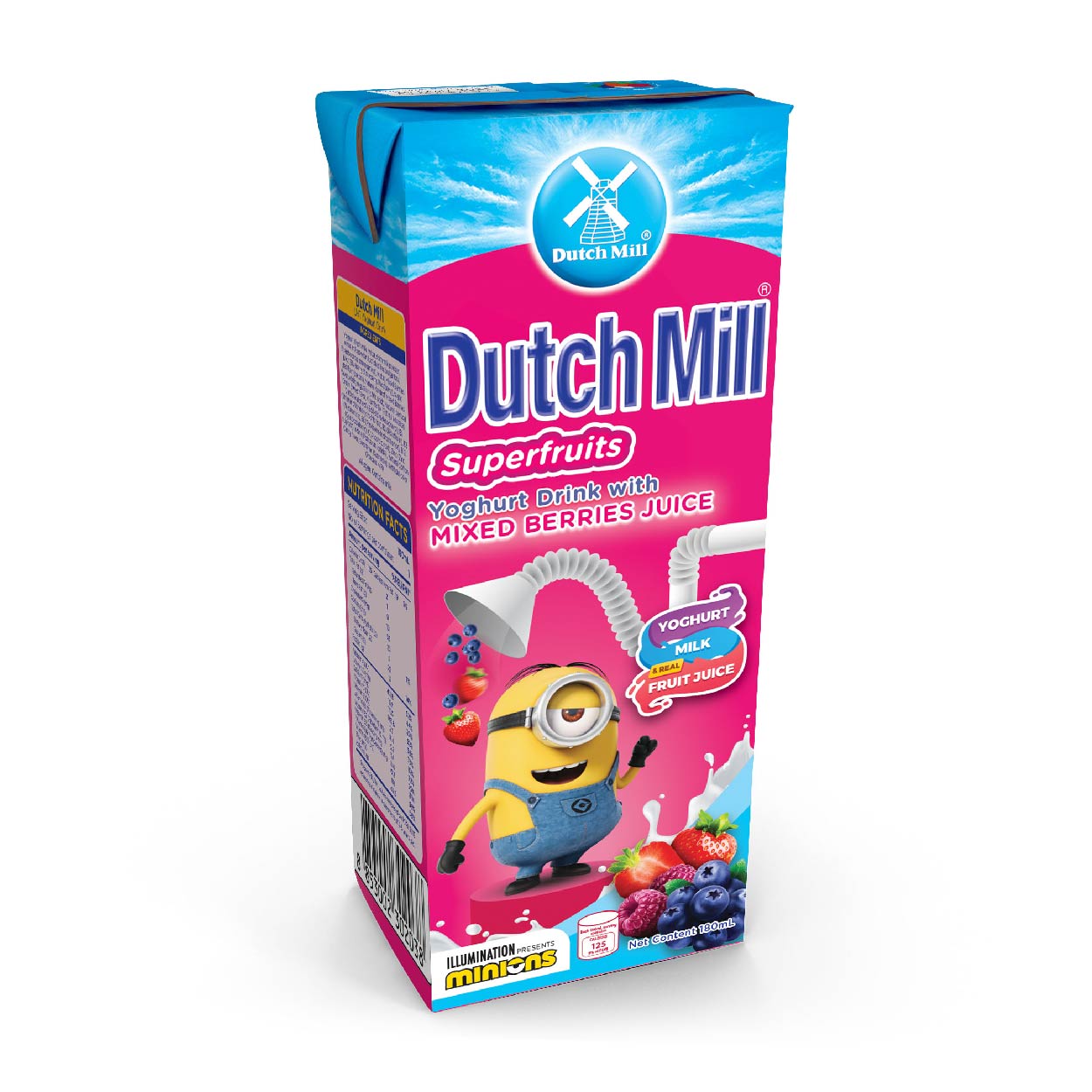 Dutch Mill Yoghurt Drink Superfruits Mixed Berries 180ml