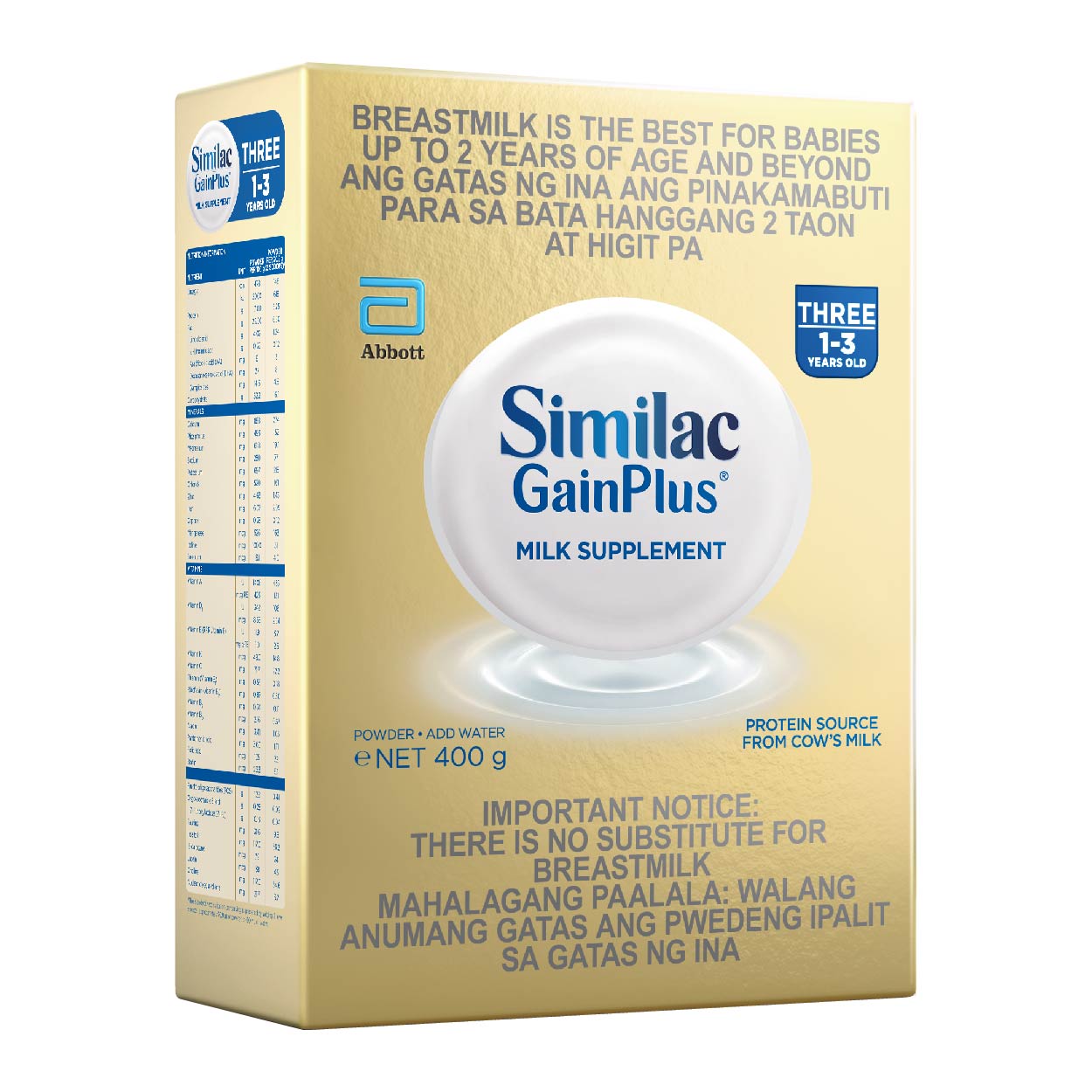 Similac Gain Plus Three Milk Supplement 1-3 years old 400g