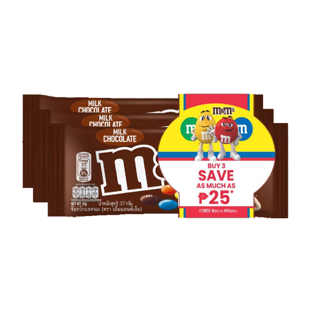 M&M's Milk Chocolate Candies Singles 3x37g SAVE