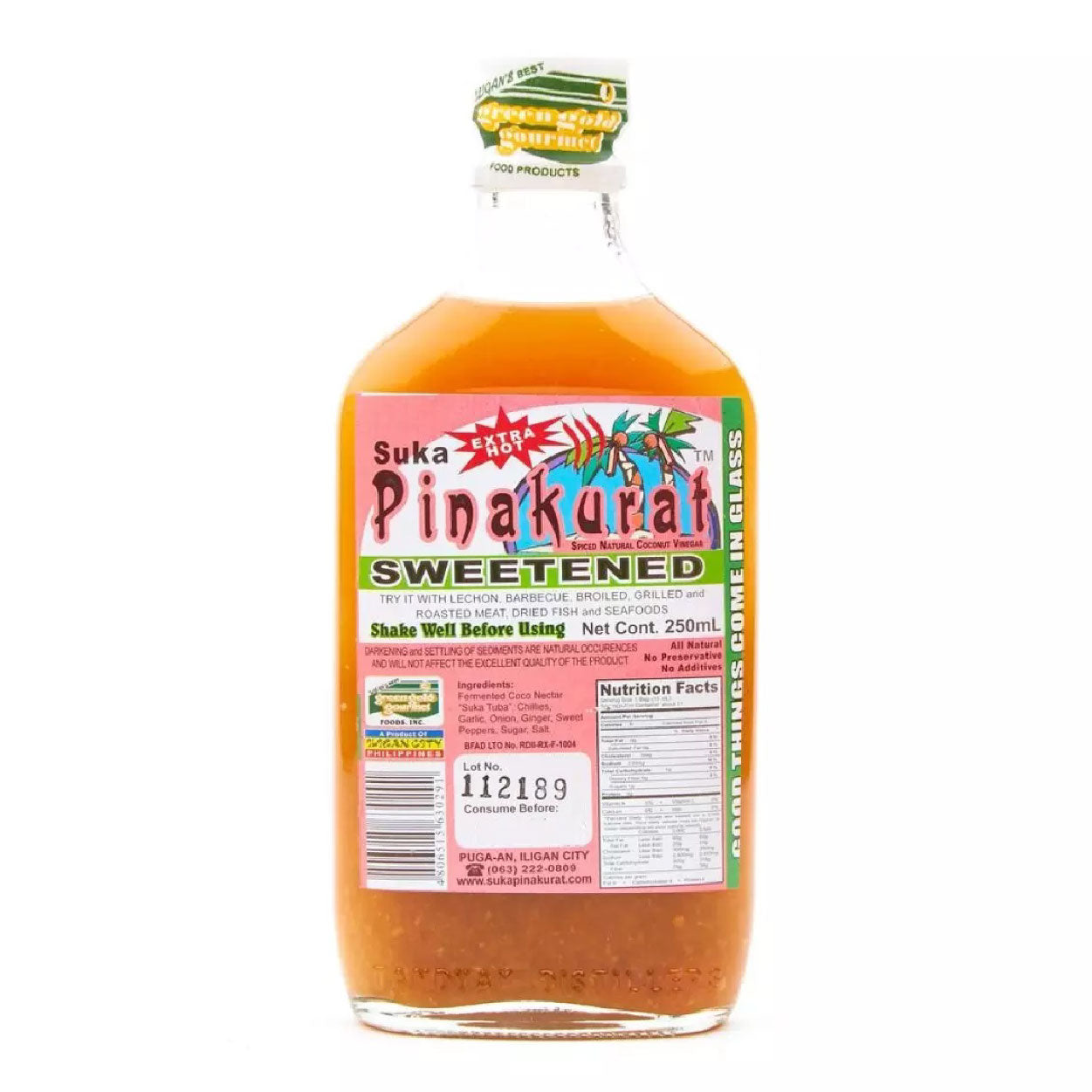 Green Gold Suka Pinakurat Sweetened Extra Hot Vinegar 250ml