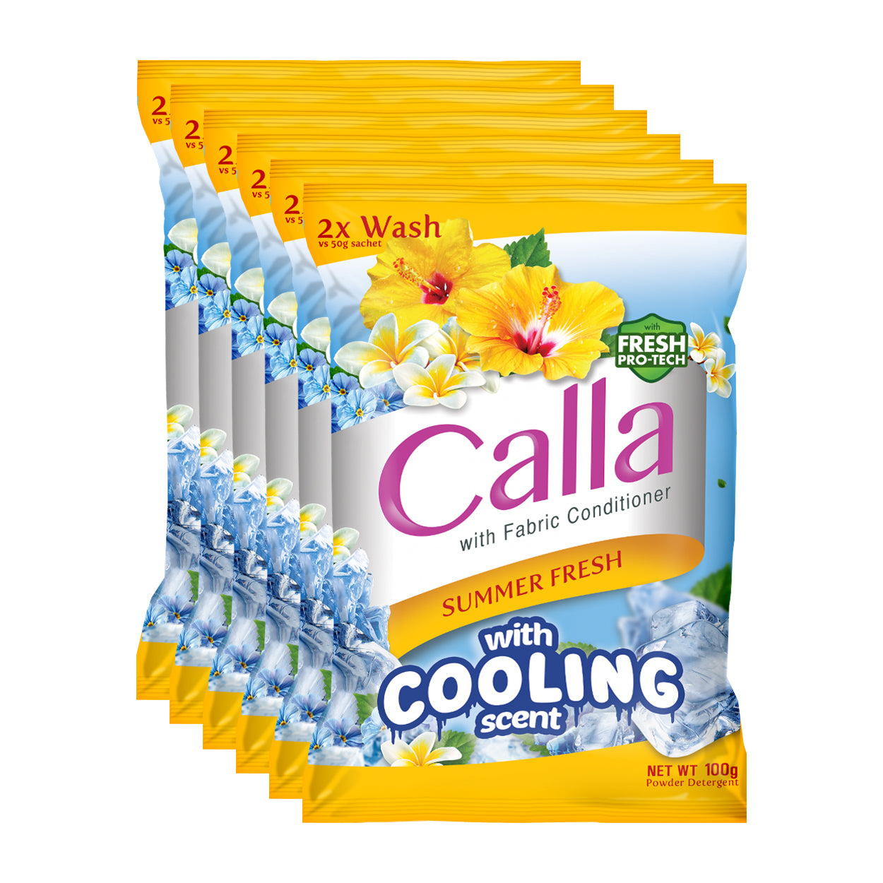 Calla Detergent Powder with Fabric Conditioner Summer Fresh6x100g
