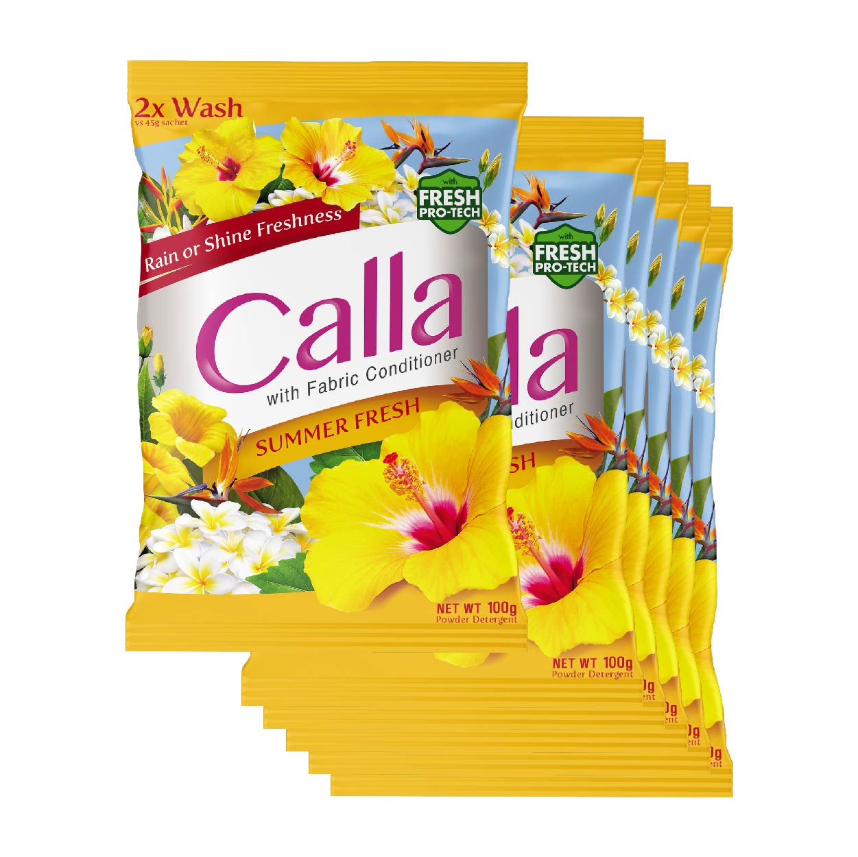 Calla Detergent Powder with Fabric Conditioner Summer Fresh6x100g