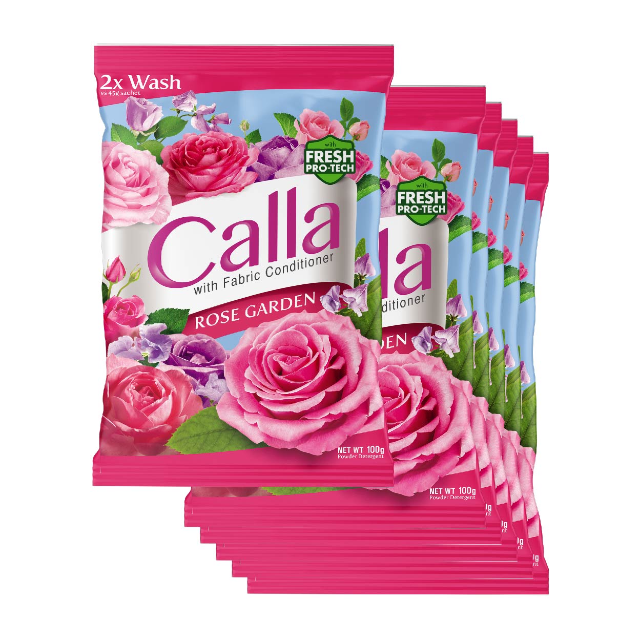 Calla Detergent Powder with Fabric Conditioner Rose Garden 6x100g