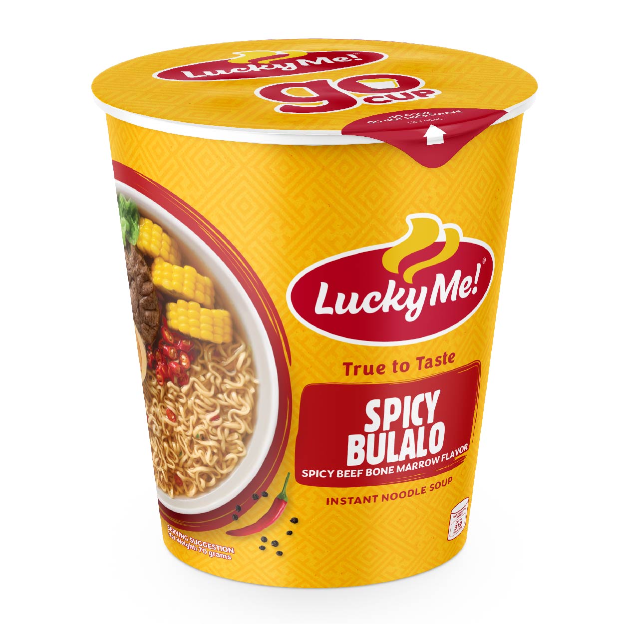 Lucky Me Instant Noodle Soup Spicy Bulalo Mami Go Cup 70g