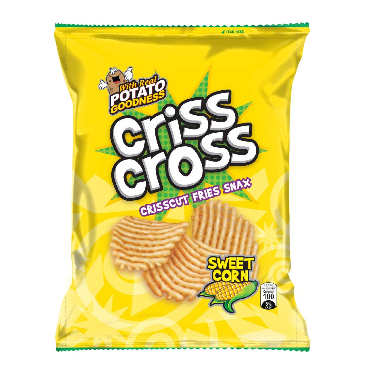 Criss Cross Crisscut Potato Fries Snax Sweet Corn 20g