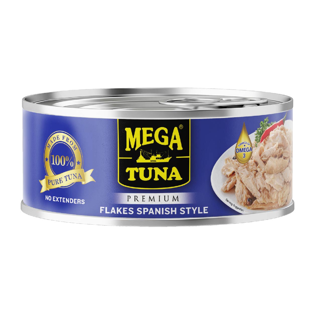Mega Tuna Premium Flakes Spanish Style Easy Open Can 180g