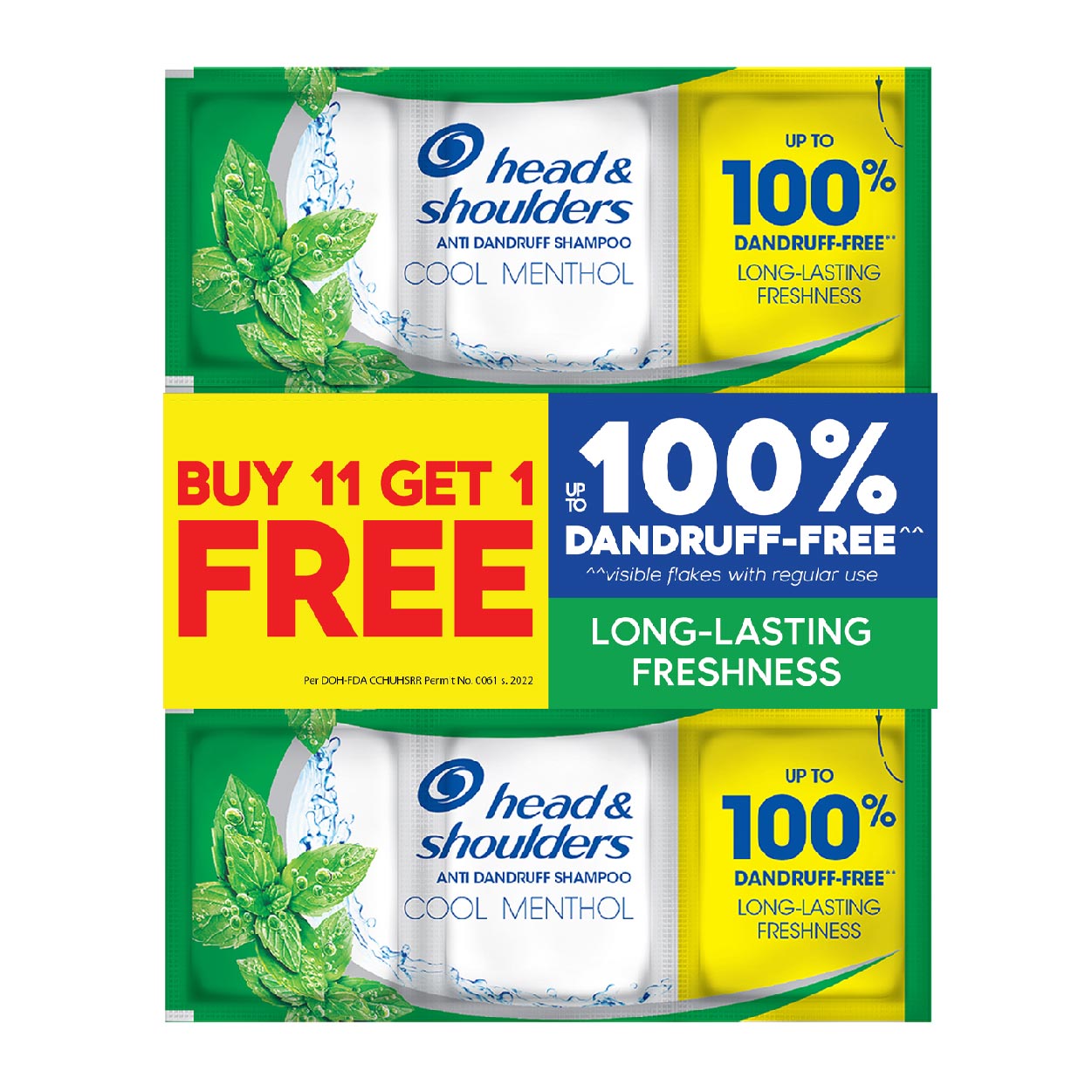 Head & Shoulders Anti Dandruff Shampoo Cool Menthol 11x12ml+1Fr