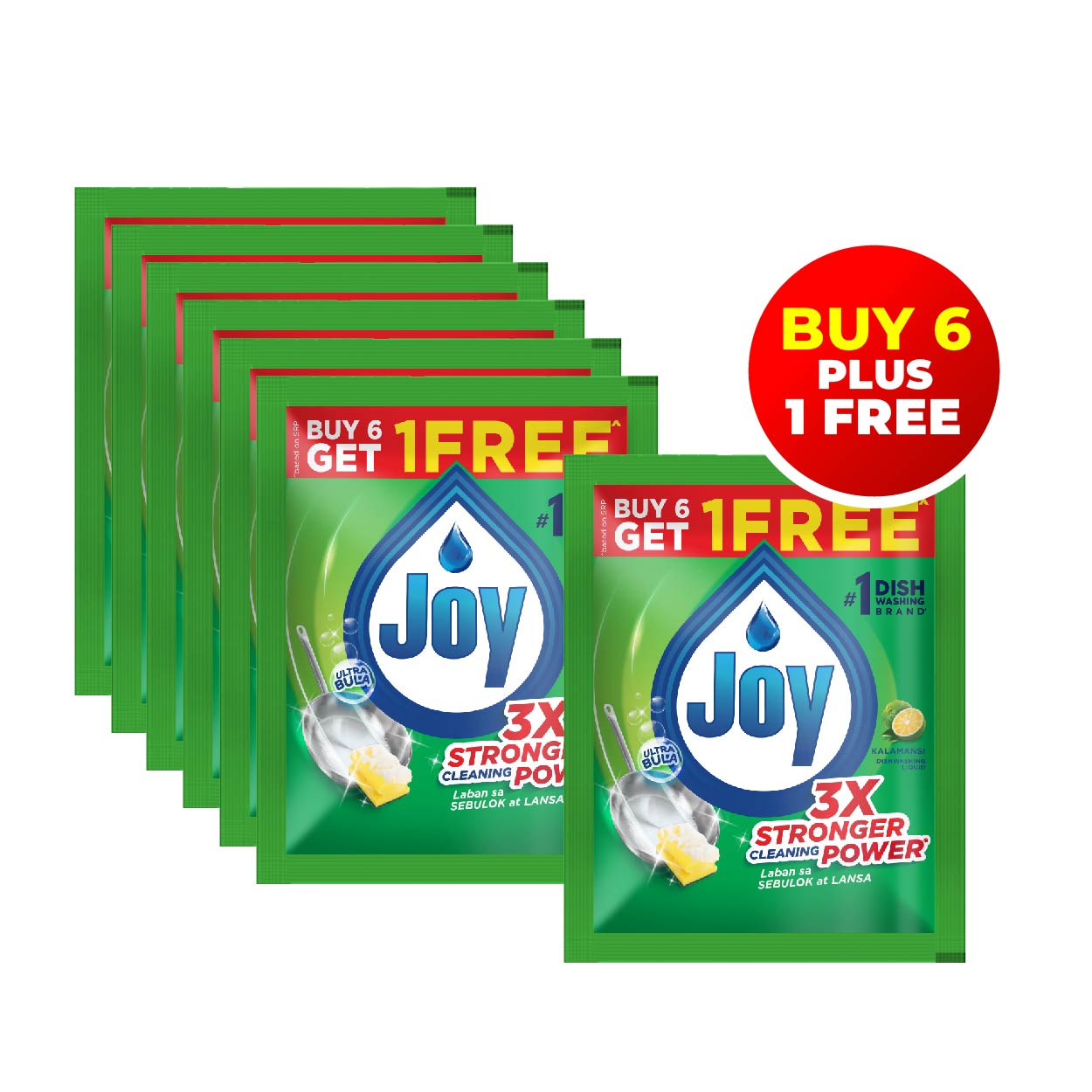Joy Dishwashing Liquid Kalamansi 6x18.5ml + Free