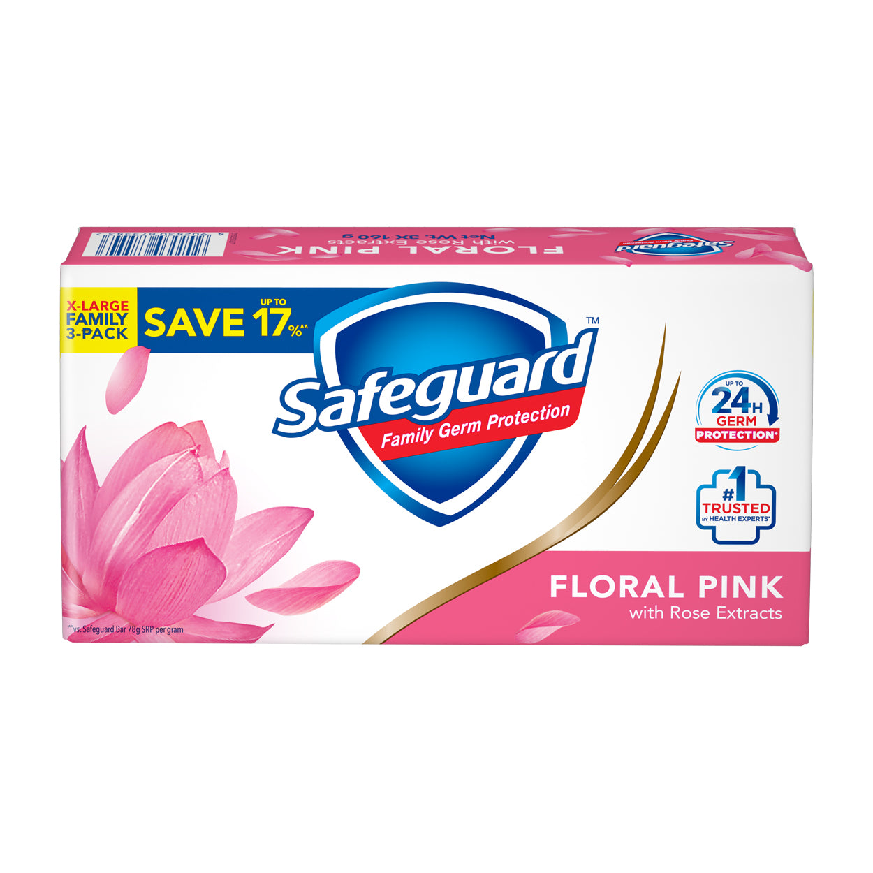 Safeguard Soap Floral Pink X-Large Family 3-Pack 3x160g