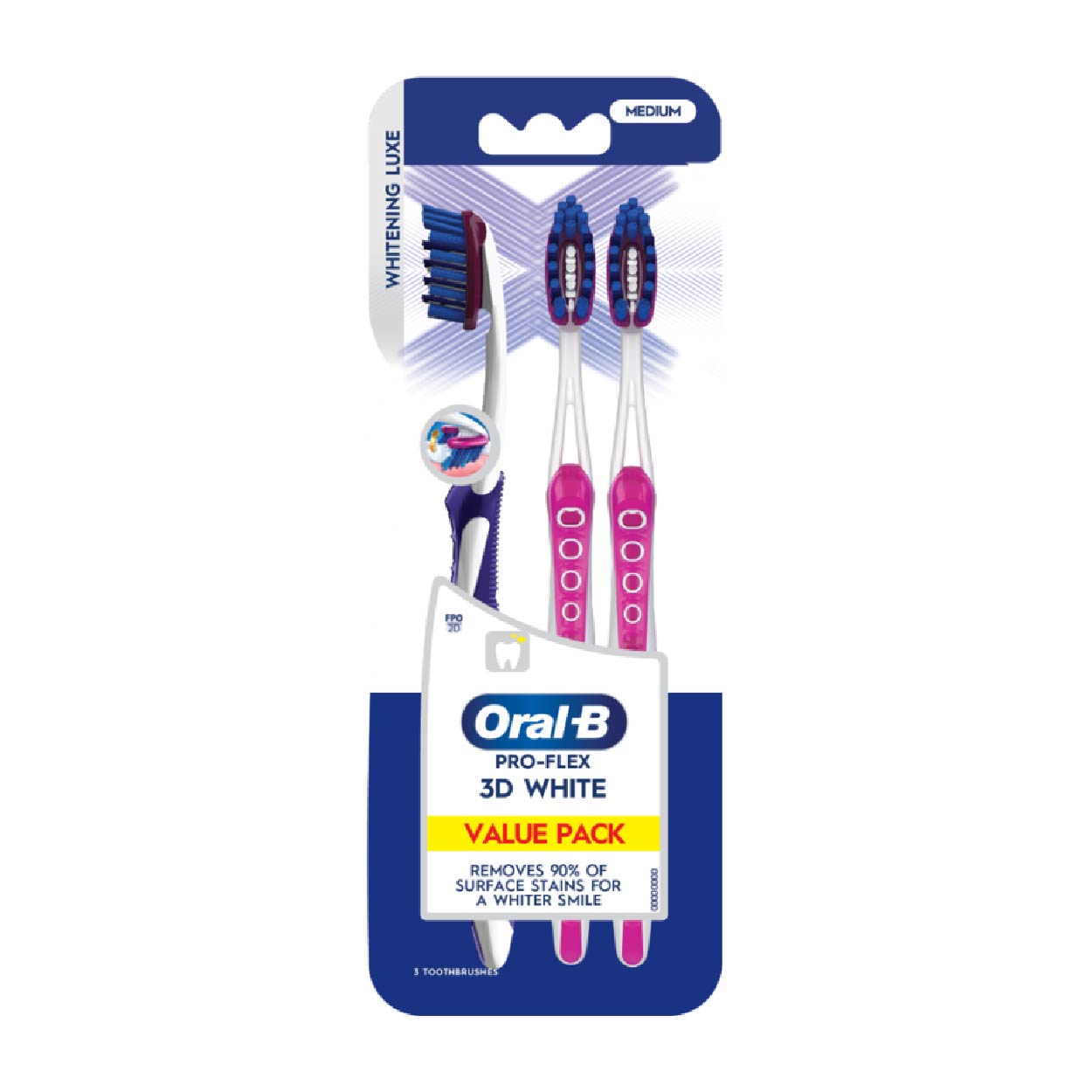 Oral B Toothbrush Whitening Luxe 3D White Medium Value Pack