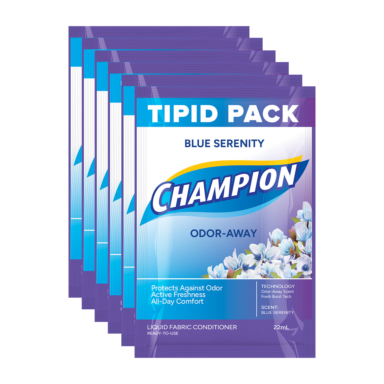 Champion Fabric Conditioner Blue Serenity Odor-Away 6x22ml