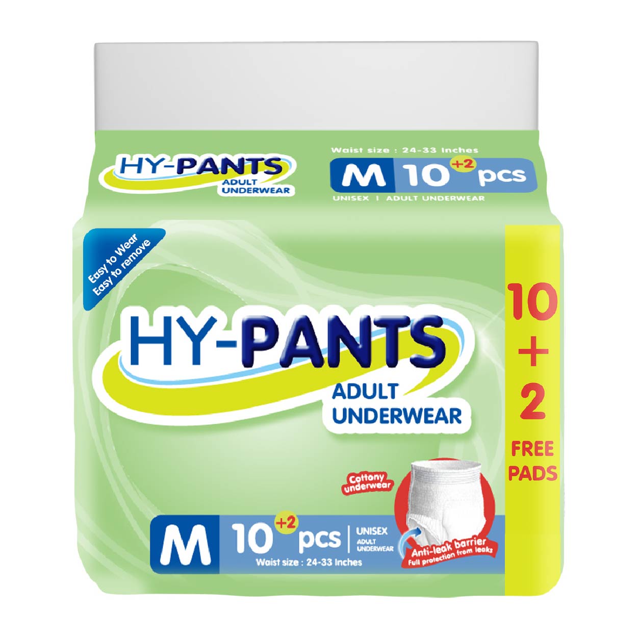 Hy-Pants Adult Diaper Underwear Medium 10s + Free