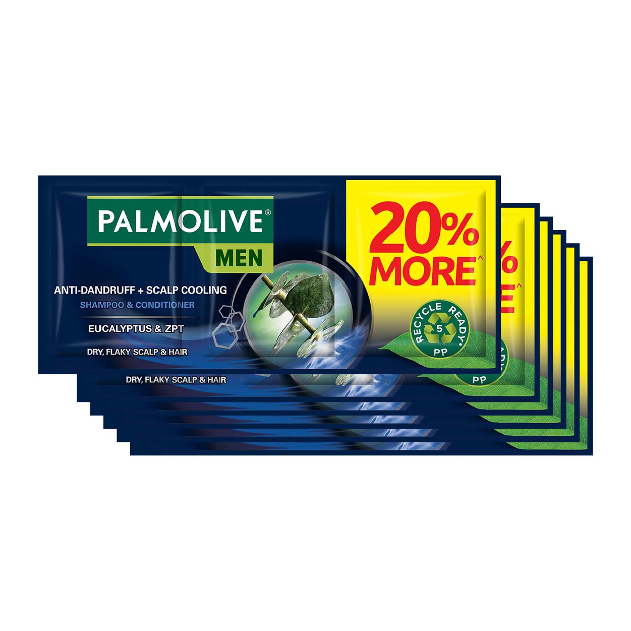 Palmolive Men Shampoo Anti Dandruff+ScalpCoolingEucalyptus 6x10ml