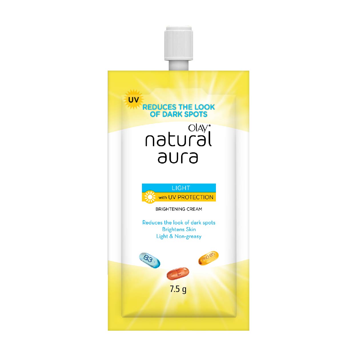 Olay Natural Aura Face Brightening Cream Light UV Resealable 7.5g