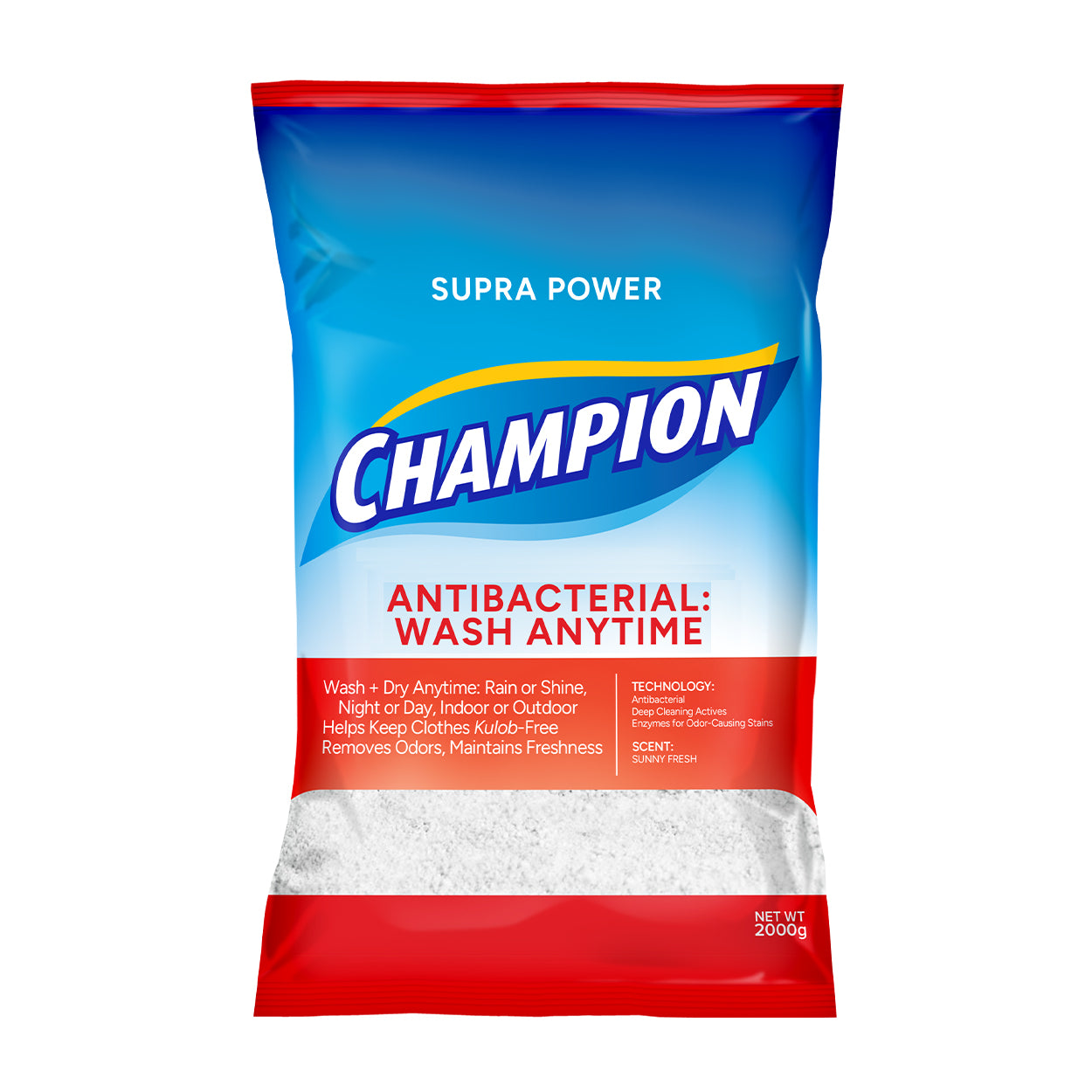 Champion Detergent Powder Antibacterial Wash Anytime 2kg/2000g