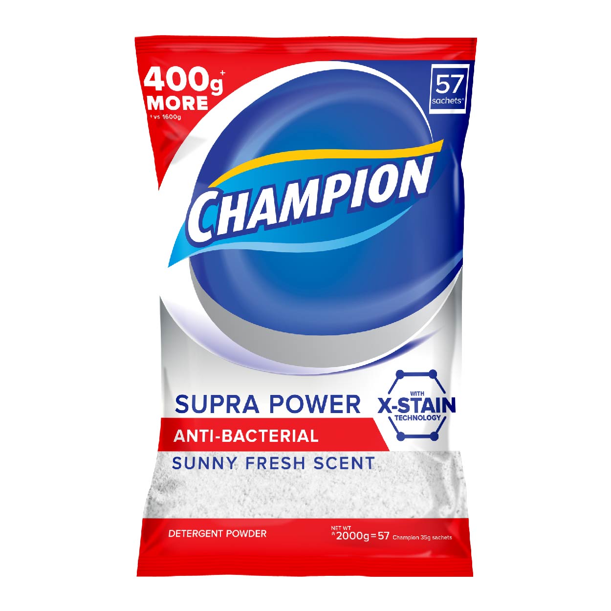 Champion Detergent Powder Supra Anti-Bacterial Sunny Fresh 2kg