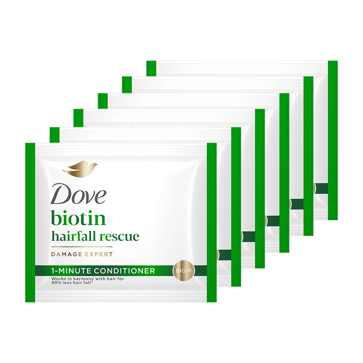 Dove 1 Minute Condioner Biotin Hairfall Rescue Green 6x10ml