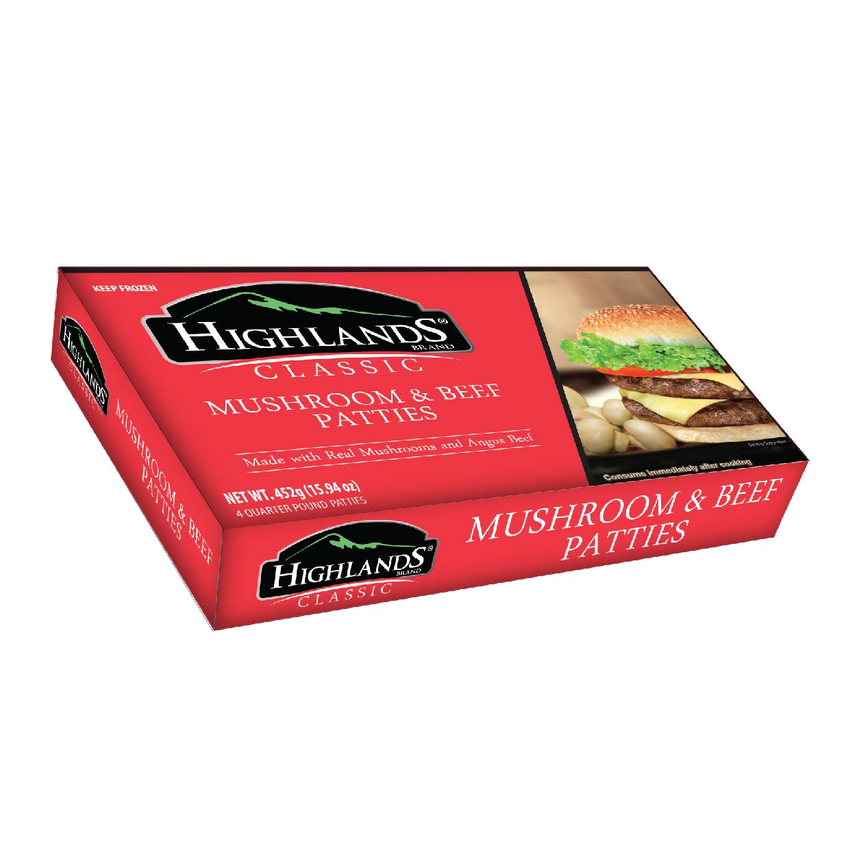 Highlands Classic Mushroom & Angus Beef Patties 452g
