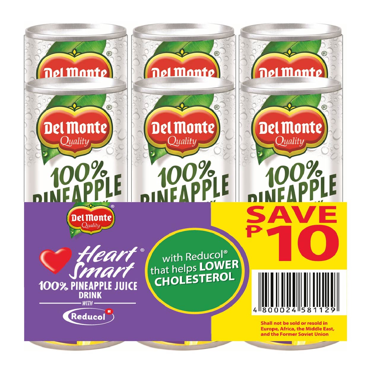 Del Monte 100% Pineapple Juice Drink Heart Smart 6x220ml SAVE