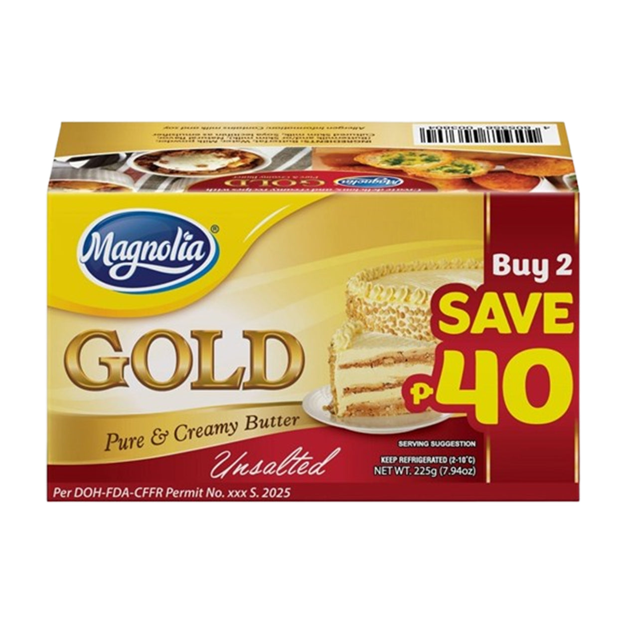 Magnolia Butter Gold Unsalted 2x225g SAVE
