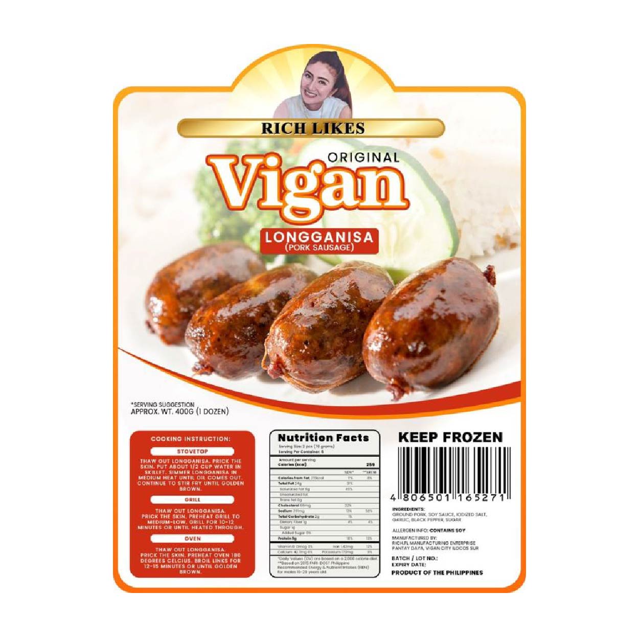 Rich Likes Original Vigan Longganisa Pork Sausage 400g
